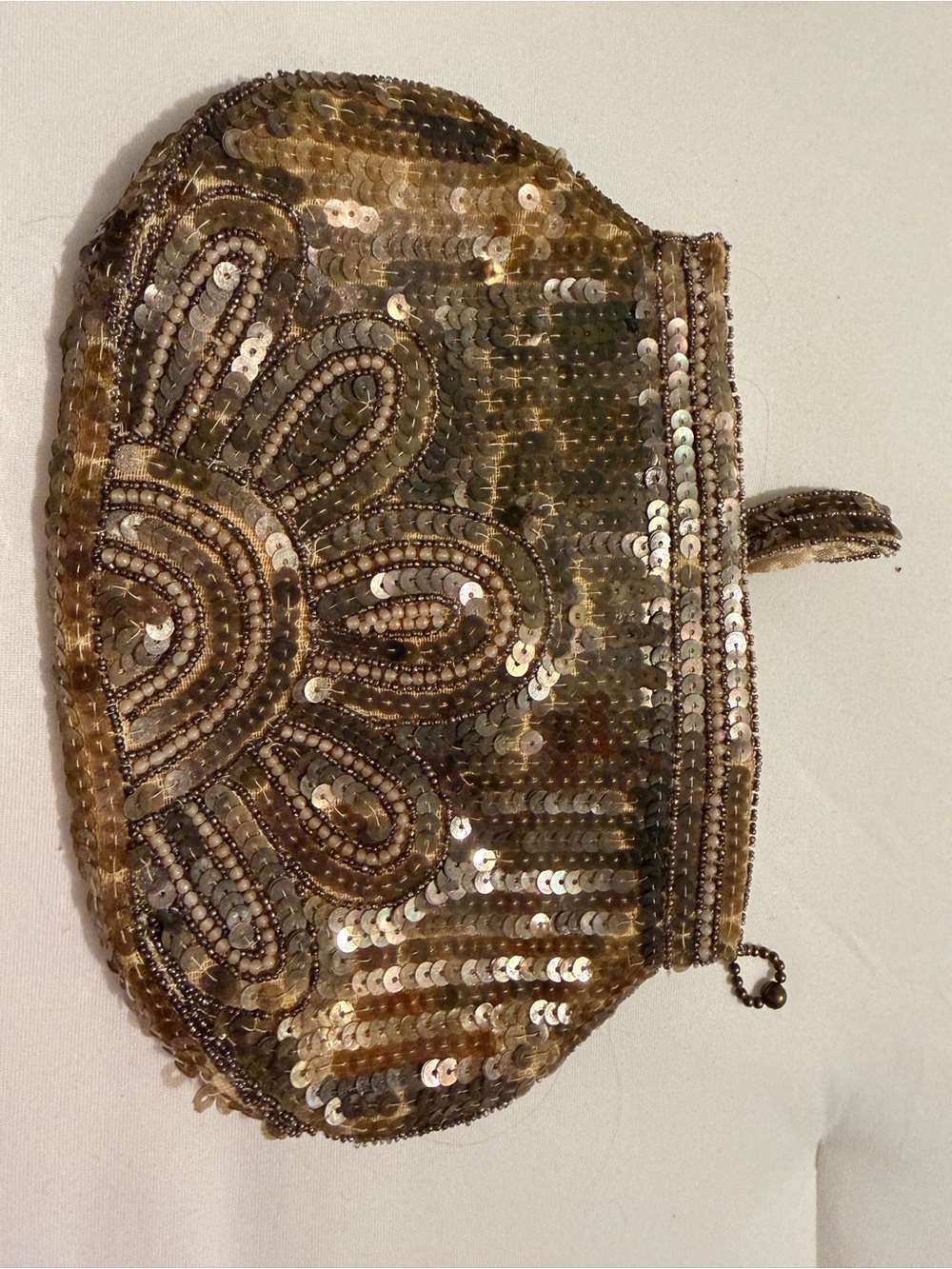 Vintage 1920s Sequined Gold Evening Clutch Bag